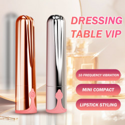 Mini AV 10-Speed Rechargeable Silicone Bullet Vibrator 100% Waterproof Rose Gold Wand Massager 10 Frequency Vibration Modes