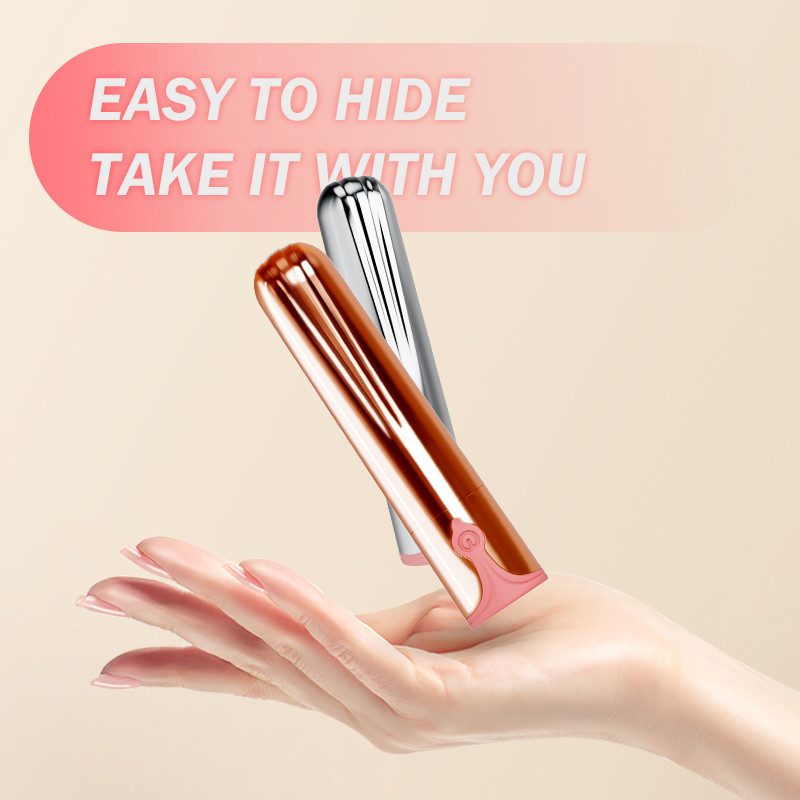 Mini AV 10-Speed Rechargeable Silicone Bullet Vibrator 100% Waterproof Rose Gold Wand Massager 10 Frequency Vibration Modes