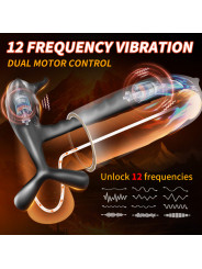 Reusable Medical Silicone Penis Ring for Male Delay Ejaculation 12 FREQUENCIES Vibration Feature