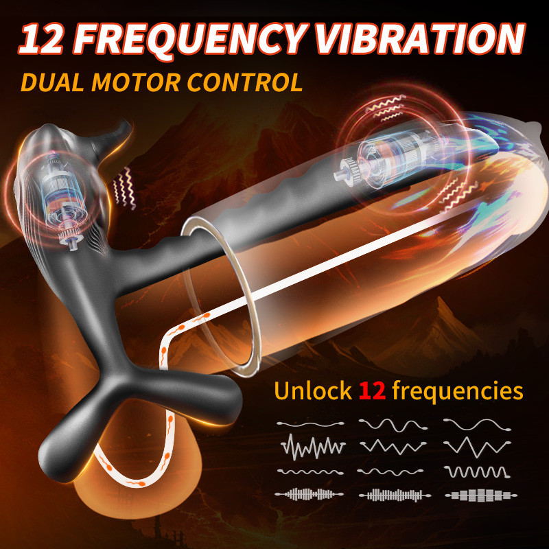 Reusable Medical Silicone Penis Ring for Male Delay Ejaculation 12 FREQUENCIES Vibration Feature