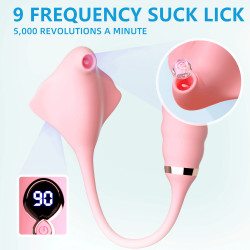 Devil Fish Design Vibrator Dildo with Sucking & Thrusting Features Jumping Egg Massage Vagina Balls for Women's Masturbation