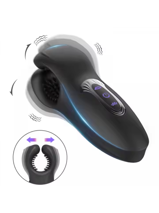 Men's Portable Electric Training Masturbator Rotating Sucking Feature Vibrator Sex Trainer Toy Bite Clamping Function Sexual
