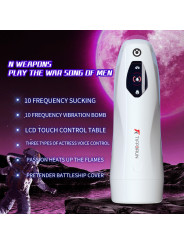 Intelligent Adult Sex Toys Automatic Telescopic Heating Cup Vibrator with Deep Throat Feature  Sucking Male Masturbator