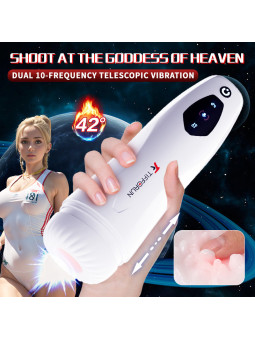 Intelligent Adult Sex Toys Automatic Telescopic Heating Cup Vibrator with Deep Throat Feature Aircraft Sucking Male Masturbator