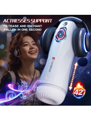 Intelligent Adult Sex Toys Automatic Telescopic Heating Cup Vibrator with Deep Throat Feature Aircraft Sucking Male Masturbator