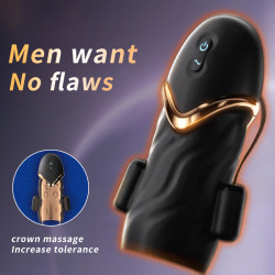 Adjustable Sizing Male Glans Silicone Masturbator Electric Shocking Vibrator Trainer